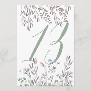 Invitación Boda de flores silvestres Mesa n.º 13 doble cara