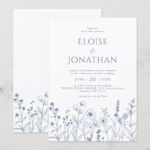 Invitación Boda de flores silvestres Minimalistas simples