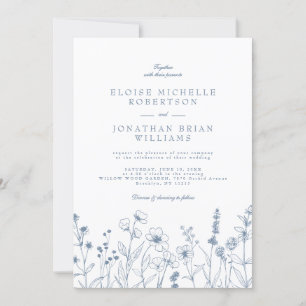 Invitación Boda de flores silvestres Minimalistas simples