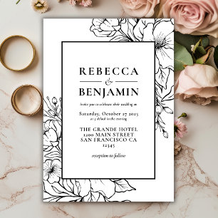 Invitación Boda de Flores Silvestres Mínimo Esbozado