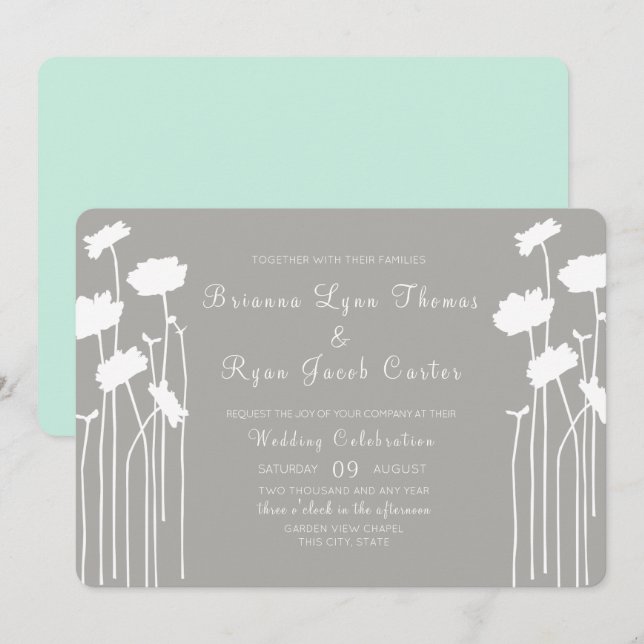 Invitación Boda de flores silvestres modernas (Anverso / Reverso)