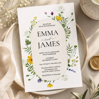Invitación Boda de flores silvestres modernas elegante floral