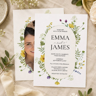 Invitación Boda de flores silvestres modernas elegante floral