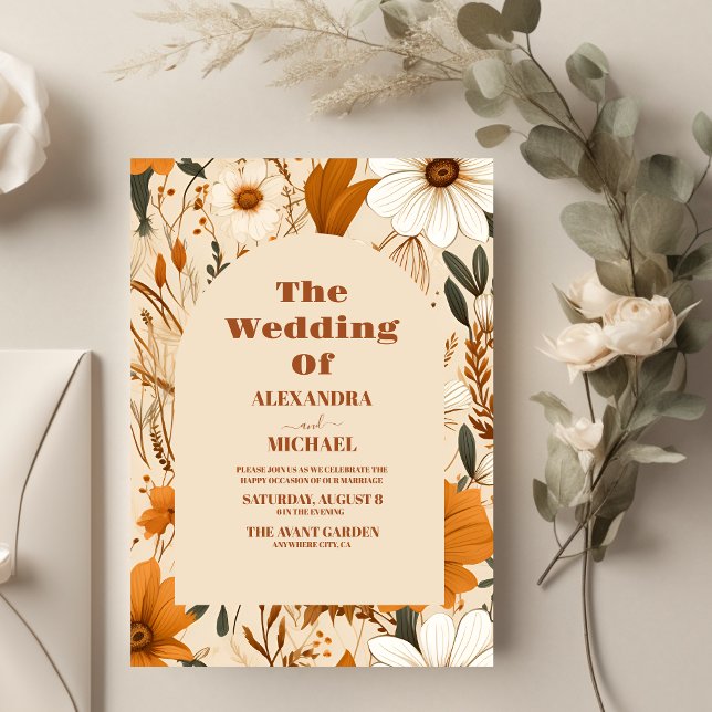 Invitación Boda de Flores Silvestres Naranja quemada (Subido por el creador)