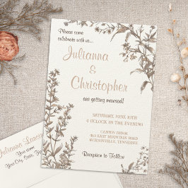Invitación Boda de flores silvestres neutrales de la tierra d