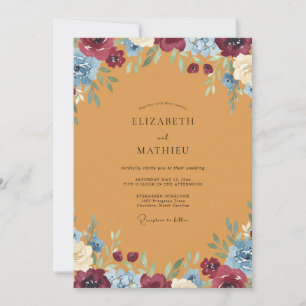 Invitación Boda de flores silvestres ocres