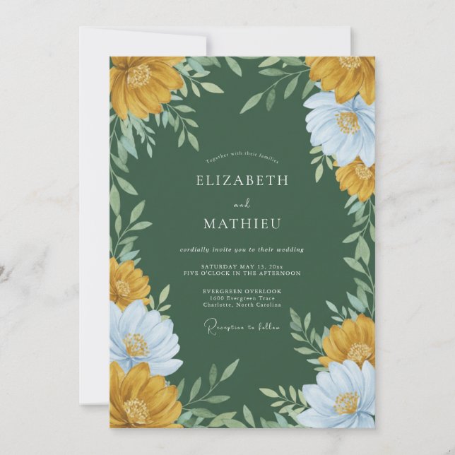 Invitación Boda de flores silvestres ocres del bosque (Anverso)