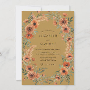 Invitación Boda de flores silvestres óxido de hierro ocre