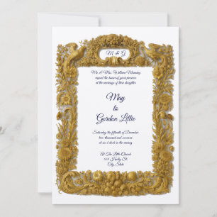 Invitación Boda de flores silvestres, pájaros y mariposas