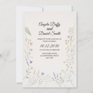 Invitación Boda de flores silvestres pastel