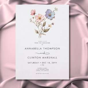 Invitación Boda de flores silvestres pastel a presión moderna