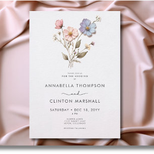 Invitación Boda de flores silvestres pastel a presión moderna