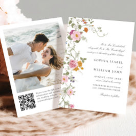 Invitación Boda de Flores Silvestres Pastel Rosa Boho Floral