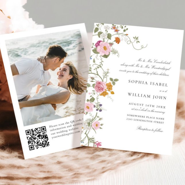 Invitación Boda de Flores Silvestres Pastel Rosa Boho Floral (Subido por el creador)