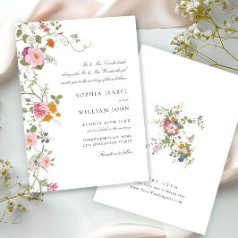 Invitación Boda de Flores Silvestres Pastel Rosa Boho Floral