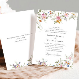 Invitación Boda de Flores Silvestres Pastel Rosa Boho Floral