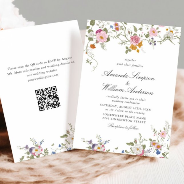 Invitación Boda de Flores Silvestres Pastel Rosa Boho Floral  (Subido por el creador)