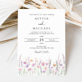 Invitación Boda de flores silvestres pastel suave