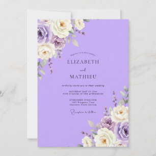 Invitación Boda de flores silvestres pintadas de lila