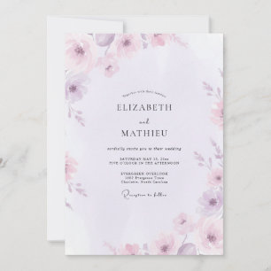 Invitación Boda de flores silvestres pintadas de lila apagada
