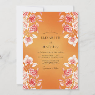 Invitación Boda de flores silvestres pintadas de melocotón