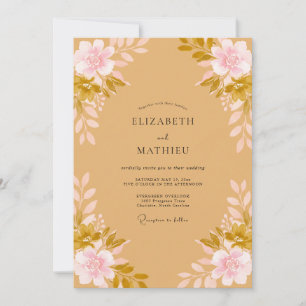 Invitación Boda de flores silvestres pintadas de ocre