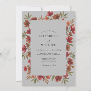 Invitación Boda de flores silvestres pintadas de terracota