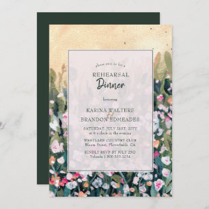 Invitación Boda de flores silvestres pintado Ensayo Cena