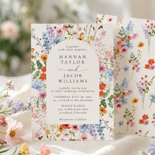 Invitación Boda de flores silvestres prado colorido 