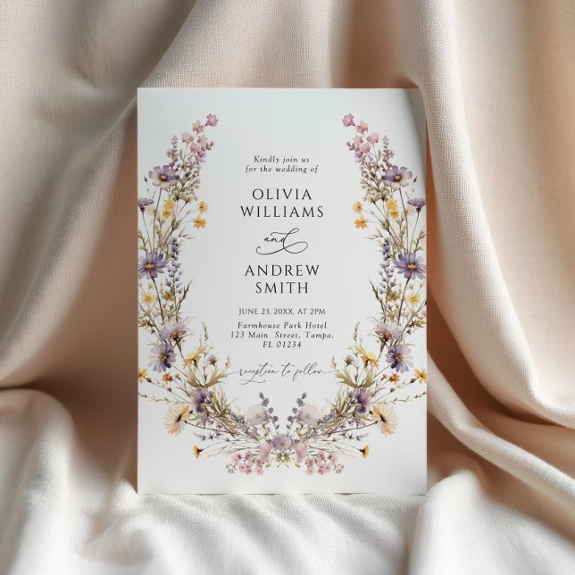 Invitación Boda de flores silvestres púrpuras (Subido por el creador)