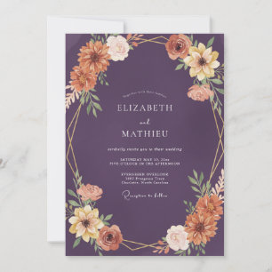 Invitación Boda de flores silvestres románticas de color ocre