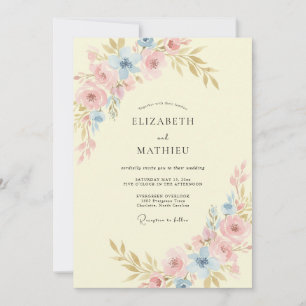 Invitación Boda de flores silvestres rosa mantequilla