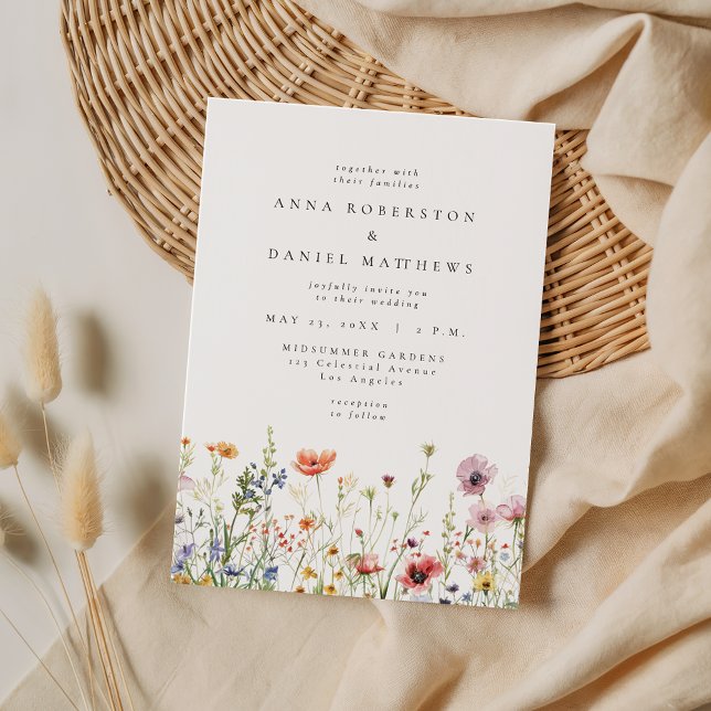 Invitación Boda de flores silvestres rosa polvorienta (Subido por el creador)