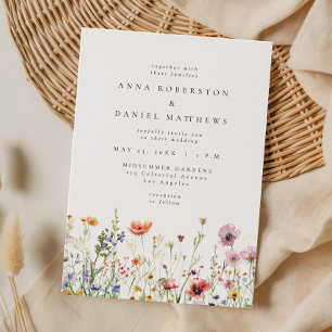 Invitación Boda de flores silvestres rosa polvorienta