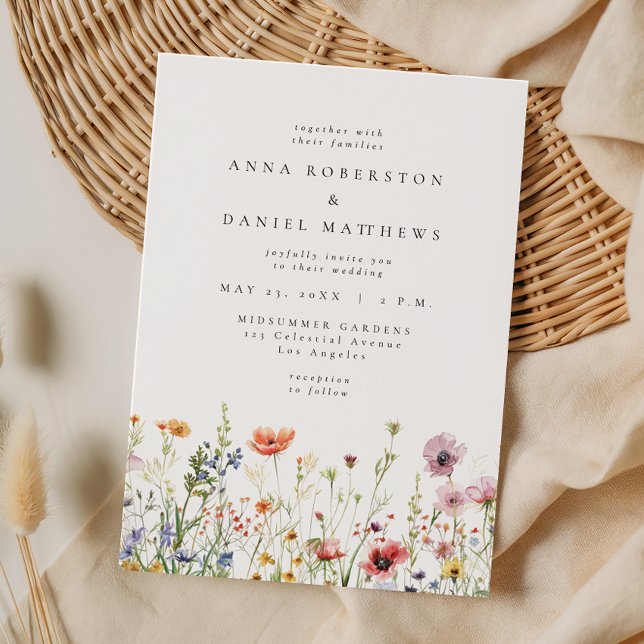 Invitación Boda de flores silvestres rosa polvorienta (Subido por el creador)
