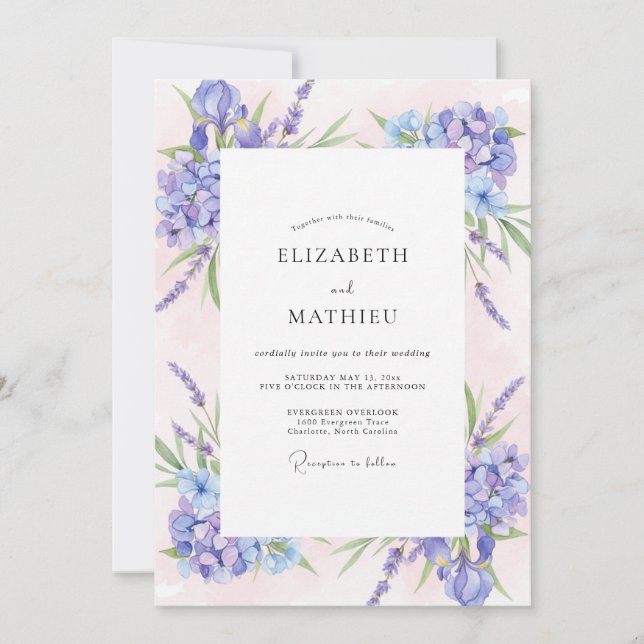 Invitación Boda de flores silvestres rosa violeta (Anverso)