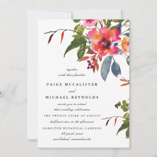 Invitación Boda de flores silvestres rosadas