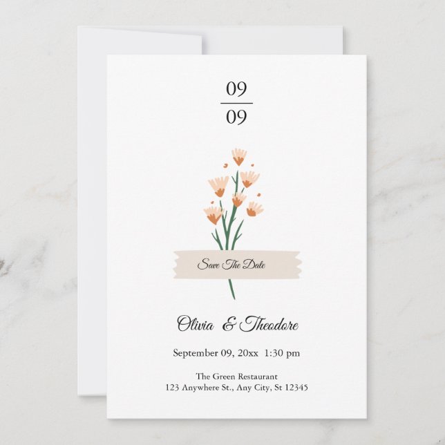 Invitación Boda de flores silvestres rosadas de moda (Anverso)