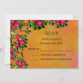 Invitación Boda de flores silvestres rosadas y Naranjas RSVP