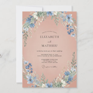 Invitación Boda de flores silvestres rosadas y pacíficas