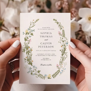 Invitación Boda de flores silvestres rosas y azules