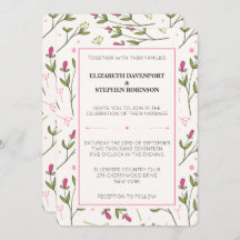 Boda de flores silvestres rosas y verdes