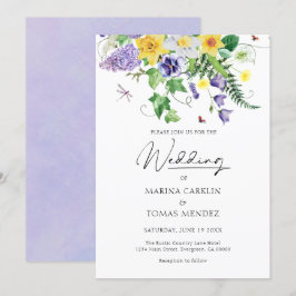 Invitación Boda de flores silvestres rusas de acuarela
