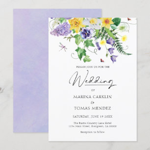 Invitación Boda de flores silvestres rusas de acuarela