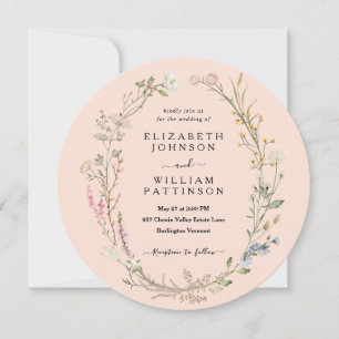 Invitación Boda de flores silvestres rusas Rubor Pink