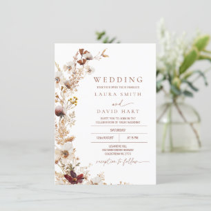 Invitación Boda de Flores Silvestres Rusas Terracotta Fall