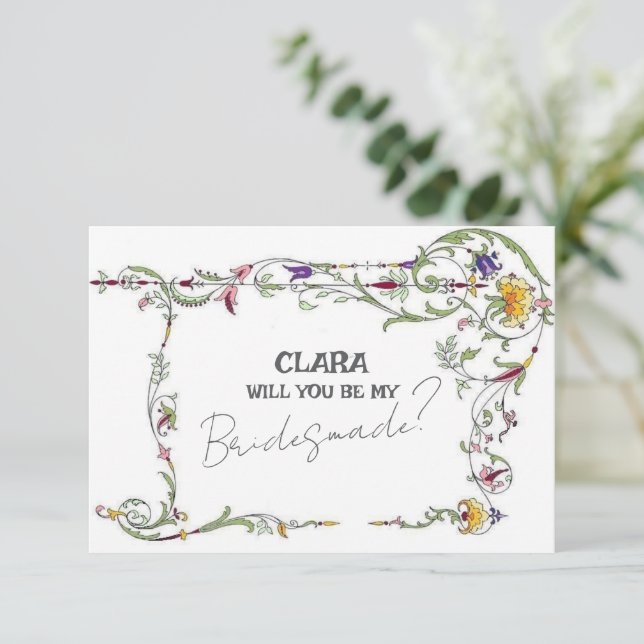 Invitación Boda de flores silvestres Rustic Country Bridesmad (Anverso de pie)