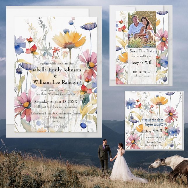 Invitación Boda de flores silvestres Rustic Country Watercolo (Subido por el creador)