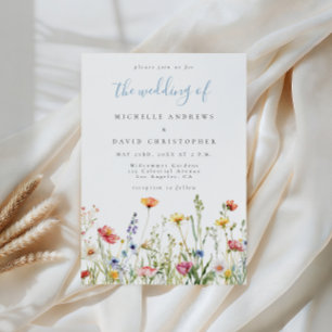Invitación Boda de flores silvestres rústicas de color azul p