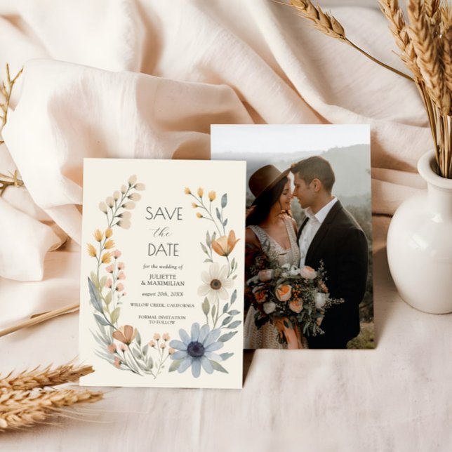 Invitación Boda de flores silvestres rusticas salva la fecha (Subido por el creador)
